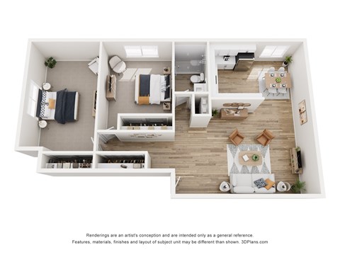 Floor plan for 2 beds, 1 bath, 700 sqft